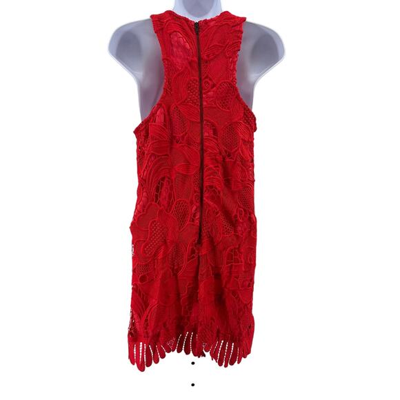 Lovers And Friends Red Lace Tank Dress Juniors Small Sleeveless Lined Mini Zip - Picture 2 of 6